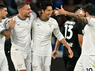 Napoli-Lazio: l'esultanza della squadra di Sarri dopo il goal del raddoppio (foto web)